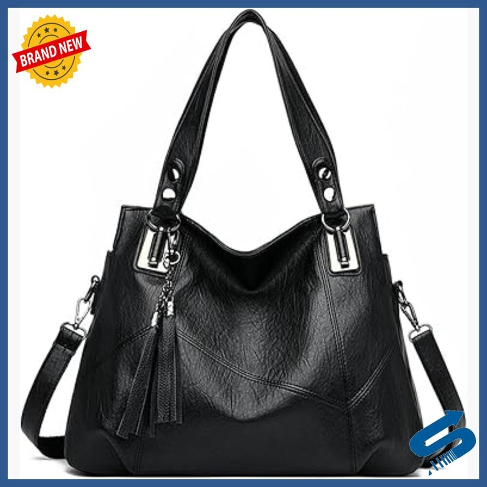 Large PU Leather Hobo Crossbody Tote with Adjustable Strap and Multiple Pockets